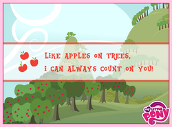 Size: 850x628 | Tagged: safe, applejack, g4, official, apple, cutie mark, my little pony logo, text, tree