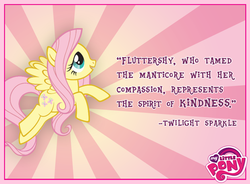 Size: 720x531 | Tagged: safe, fluttershy, twilight sparkle, g4, official, element of kindness, facebook, female, kindness, logo, my little pony logo, quote, solo, stock vector, sunburst background, text