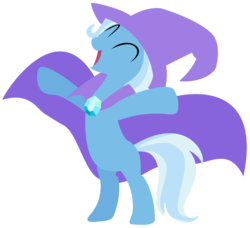 Size: 900x819 | Tagged: safe, artist:ironfruit, trixie, pony, g4, bipedal, eyes closed, female, happy, lineless, mare, solo