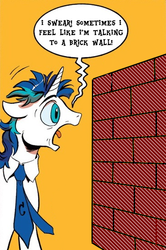 Size: 365x549 | Tagged: safe, idw, shining armor, g4, brick wall, bricks, exploitable meme, male, meme, screaming armor, solo, wall