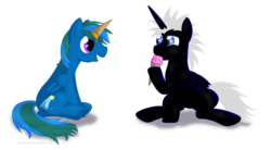 Size: 1205x663 | Tagged: safe, artist:stinkehund, oc, oc only, alicorn, pegasus, pony, alicorn oc, ice cream