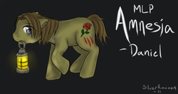 Size: 500x263 | Tagged: safe, artist:silverracoon, earth pony, pony, amnesia: the dark descent, daniel of mayfair, lamp, lantern, male, mouth hold, oil lamp, ponified, solo, stallion