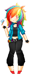 Size: 105x261 | Tagged: safe, artist:blackie-96, rainbow dash, human, g4, animated, belly button, clothes, cutie mark, female, fingerless gloves, gloves, humanized, midriff, pixel art, solo