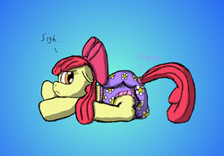 Size: 1230x861 | Tagged: safe, artist:hooligan, apple bloom, g4, diaper, female, non-baby in diaper, poofy diaper, solo