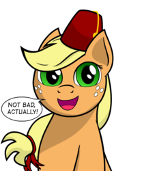 Size: 500x600 | Tagged: safe, applejack, g4, female, fez, hat, simple background, solo