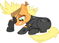 Size: 2778x2036 | Tagged: safe, artist:anyponysfavorites, edit, applejack, g4, catsuit, eyepatch, female, simple background, solo, transparent background, vector