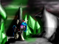 Size: 1600x1200 | Tagged: safe, artist:dragmodnotloc, dj pon-3, vinyl scratch, g4, brotherhood of nod, command and conquer, crossover, female, solo, tiberium