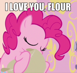 Size: 732x693 | Tagged: safe, pinkie pie, g4, female, flour, image macro, solo