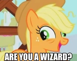 Size: 424x336 | Tagged: safe, applejack, g4, artifact, female, harry potter (series), image macro, meme, solo