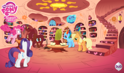Size: 1429x850 | Tagged: safe, applejack, fluttershy, pinkie pie, rainbow dash, rarity, earth pony, pegasus, pony, unicorn, g4, magical mystery cure, bub, female, golden oaks library, mare, remane five