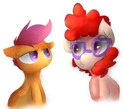 Size: 622x544 | Tagged: safe, artist:dotkwa, scootaloo, twist, g4, colored, glasses