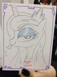 Size: 768x1024 | Tagged: safe, artist:andy price, princess luna, g4, female, magic shirt, portrait, raspberry, snark, solo, tongue out