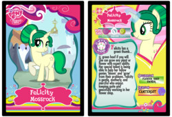 Size: 3100x2110 | Tagged: safe, edit, oc, oc only, oc:felicity mossrock, pony, unicorn, ccg, female, mare, trading card, trading card edit