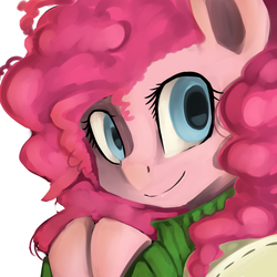 Size: 2100x2100 | Tagged: safe, artist:facerenon, pinkie pie, earth pony, pony, g4, close-up, clothes, female, portrait, solo, sweater