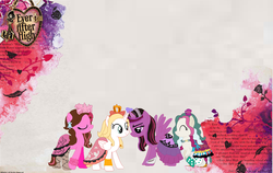 Size: 1684x1065 | Tagged: safe, artist:nicole-tupas, alicorn, pony, apple white, briar beauty, ever after high, madeline hatter, ponified, raven queen