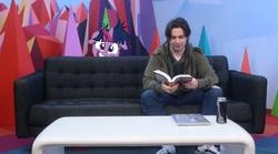 Size: 1024x570 | Tagged: safe, twilight sparkle, human, arin hanson, book, egoraptor, game grumps, insanity, irl, irl human, photo, ponies in real life, soon, twilight snapple