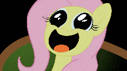 Size: 1280x720 | Tagged: safe, artist:rip, artist:tiarawhy, fluttershy, pegasus, pony, g4, adoracreepy, animated, creepy, cute, dilated pupils, faic, female, gif, mare, nodding, not salmon, open mouth, reaction image, shyabetes, smiling, solo, wat, youtube link