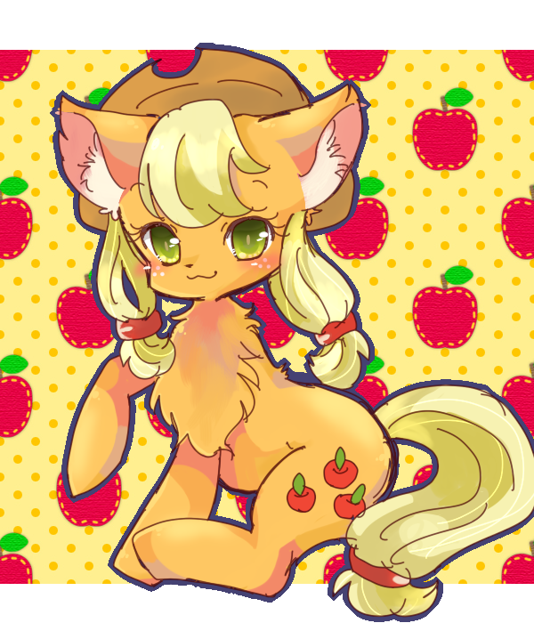 #447060 - safe, artist:tsukuda, applejack, cat, g4, :3, alternate ...
