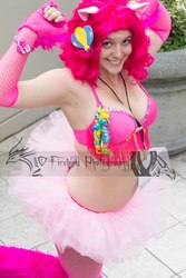Size: 640x960 | Tagged: safe, artist:wakogeekcosplay, pinkie pie, human, g4, belly button, cleavage, cosplay, female, irl, irl human, photo, piercing, solo
