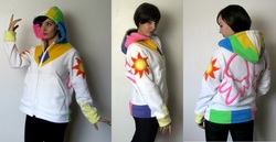 Size: 4248x2200 | Tagged: safe, artist:lisa-lou-who, princess celestia, human, g4, clothes, craft, hoodie, irl, irl human, photo