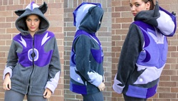 Size: 6224x3544 | Tagged: safe, artist:lisa-lou-who, bat pony, human, clothes, craft, hoodie, irl, irl human, night guard, photo