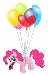 Size: 636x993 | Tagged: safe, artist:trueacti, pinkie pie, g4, .svg available, balloon, female, mouth hold, paintbrush, painting, simple background, solo, svg, then watch her balloons lift her up to the sky, transparent background, vector