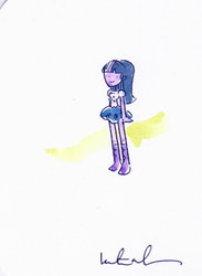 Size: 546x746 | Tagged: safe, artist:katie cook, twilight sparkle, equestria girls, g4, female, solo, traditional art, watercolor painting