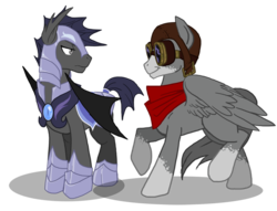 Size: 1021x782 | Tagged: dead source, safe, artist:the-orator, oc, bat pony, pony, goggles, hat, night guard, royal guard