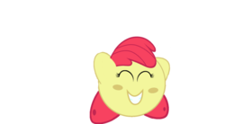 Size: 1024x565 | Tagged: safe, artist:holsternicholson, apple bloom, puffball, g4, crossover, female, kirby, kirby (series), kirbyfied, simple background, solo, species swap, transparent background