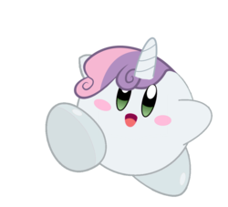 Size: 939x851 | Tagged: safe, artist:holsternicholson, sweetie belle, puffball, g4, crossover, female, horn, kirby, kirby (series), kirbyfied, nintendo, simple background, solo, species swap, transparent background