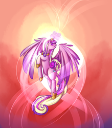 Size: 2422x2759 | Tagged: safe, artist:rubyrue, princess cadance, g4, female, flying, magic, solo