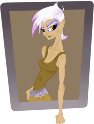 Size: 781x1022 | Tagged: safe, artist:sigmanas, gilda, griffon, human, g4, female, fist, fourth wall, frame, humanized, out of frame, simple background, solo, transparent, transparent background