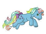 Size: 150x111 | Tagged: safe, artist:moogleymog, starflower, g1, female, gif, leaping, non-animated gif, pixel art, solo, tail bow