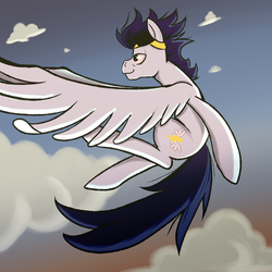 Size: 1024x1024 | Tagged: safe, artist:glasdale, soarin', g4, flying, male, solo