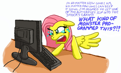 Size: 900x540 | Tagged: safe, artist:blehmaster7, fluttershy, g4, bejeweled, computer, crying, dialogue, female, rage, solo, video game