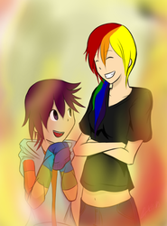 Size: 686x927 | Tagged: safe, artist:fullmetalpikmin, rainbow dash, scootaloo, human, g4, duo, humanized