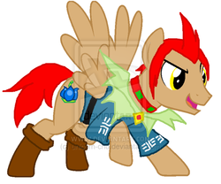 Size: 600x499 | Tagged: safe, artist:unicorn-chu, pony, clothes, crossover, deviantart watermark, groose, nintendo, obtrusive watermark, ponified, simple background, solo, the legend of zelda, the legend of zelda: skyward sword, watermark, white background