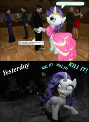 Size: 765x1044 | Tagged: safe, artist:dbuilder, rarity, oc, human, g4, 3d, ballroom, canon x oc, cave, chaurus, fantasy class, gmod, knight, noodle incident, paladin, running, shipping, warrior