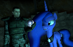 Size: 1288x833 | Tagged: safe, artist:dbuilder, princess luna, oc, g4, 3d, gmod, night, orb, paladin, present