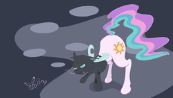 Size: 3840x2160 | Tagged: safe, artist:pikapetey, princess celestia, changeling, g4, plushie