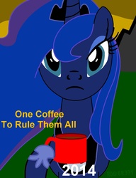 Size: 949x1234 | Tagged: safe, artist:roger334, princess luna, g4, coffee, crossover, female, lord of the rings, solo