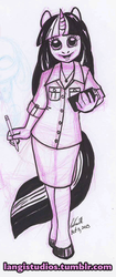 Size: 316x750 | Tagged: safe, artist:langistudios, twilight sparkle, anthro, g4, female, ink, monochrome, solo