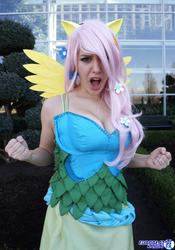 Size: 1437x2048 | Tagged: safe, artist:lisa-lou-who, fluttershy, human, g4, 2013, clothes, cosplay, dress, flutterrage, gala dress, irl, irl human, katsucon, photo, solo