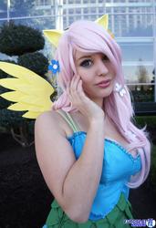 Size: 1404x2048 | Tagged: safe, artist:lisa-lou-who, fluttershy, human, g4, clothes, cosplay, dress, gala dress, irl, irl human, katsucon, photo, solo