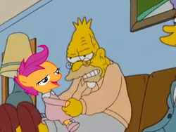 Size: 616x462 | Tagged: safe, scootaloo, g4, chickun, exploitable meme, male, meme, the simpsons