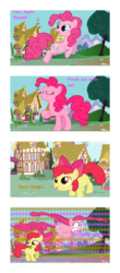 Size: 883x2000 | Tagged: safe, artist:cupcake-witha-tophat, apple bloom, pinkie pie, g4, comic, wat