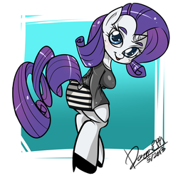 Size: 1024x1024 | Tagged: safe, artist:celine-artnsfw, rarity, anthro, unguligrade anthro, g4, breasts, busty rarity, clothes, female, high heels, shoes, skirt, solo, thick eyebrows, tube skirt