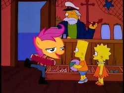 Size: 500x375 | Tagged: safe, scootaloo, g4, chickun, exploitable meme, male, meme, the simpsons