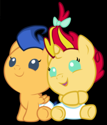 Size: 3000x3500 | Tagged: safe, artist:3d4d, flash sentry, sunset shimmer, pony, unicorn, g4, baby, baby pony, babyset shimmer, female, foal, male, ship:flashimmer, shipping, straight