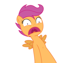 Size: 1210x1062 | Tagged: safe, artist:xinimator, scootaloo, g4, female, reaction image, shocked, solo